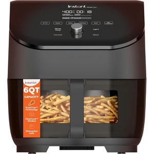 image:imageInstant Pot 6QT VORTEX Plus Air Fryer 6in1 Air Fry Broil Dehydrate Crisp Roast Reheat Bake DishwasherSafe Airfryer basket from the Makers of Instant Pot Stainless SteelBlackClear